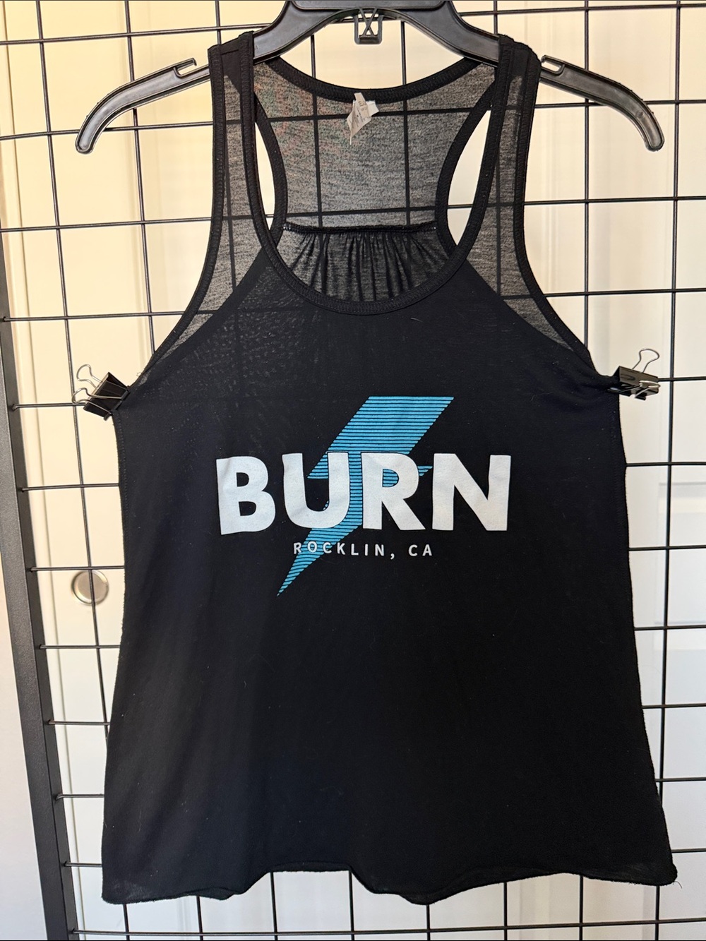 Bella Canvas Black Tank Top with White and Blue BURN Graphic
